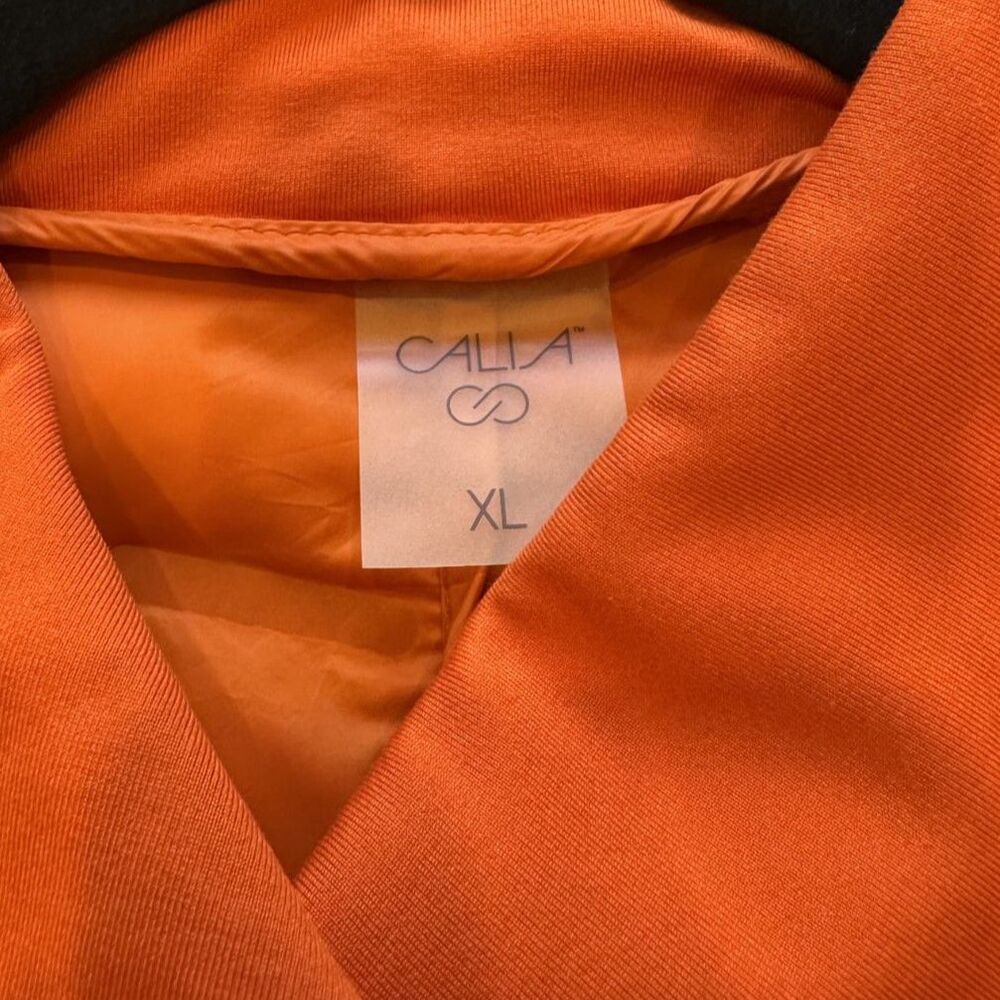 Calia Women's Quilted Puffer Scuba Jacket Orange Zippered Hem XL GUC! - Picture 2 of 5